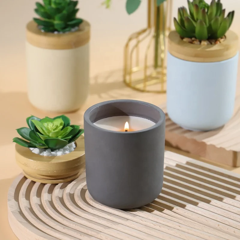 YBH Candle Package Decorative Container Handmade Ceramic Candle Holder  Luxury Scented Soy Wax Empty Candle Jars With Flower Lid