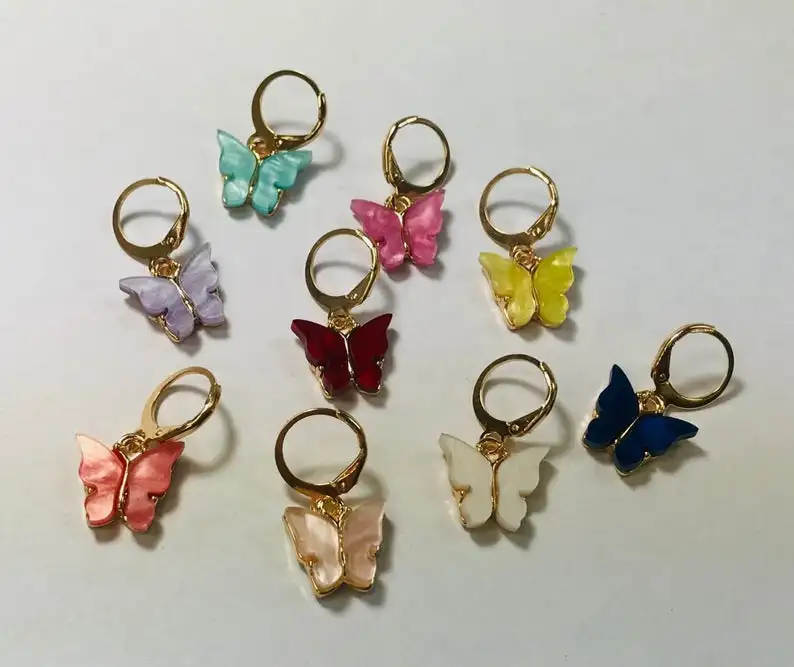 
Silver Plated Alloy Butterfly Necklace Ring Bracelet Pendant colorful custom pendant for women 