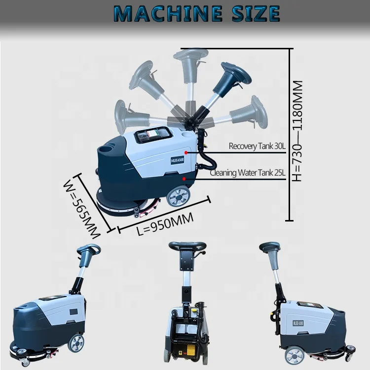 MLEE430B MINI Portable Recharged Floor Sweeper Machine Office Building Auto Floor Scrubber Dryer
