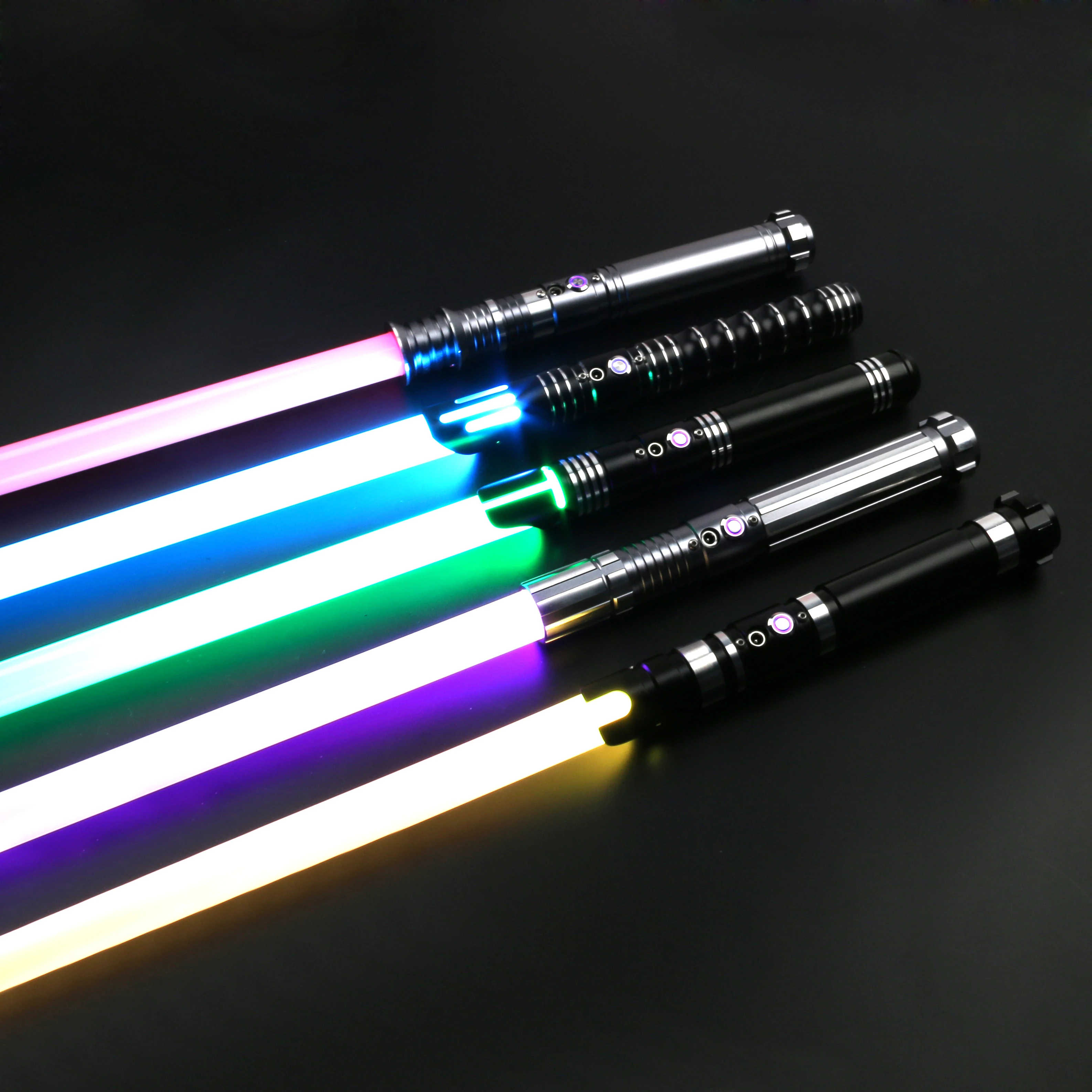 Цветная (RGB) световым мечом металлический рукояти Дуэль световой меч 12 видов цветов Изменение сабля флэш-памяти на столкновение трюк с 10 звук