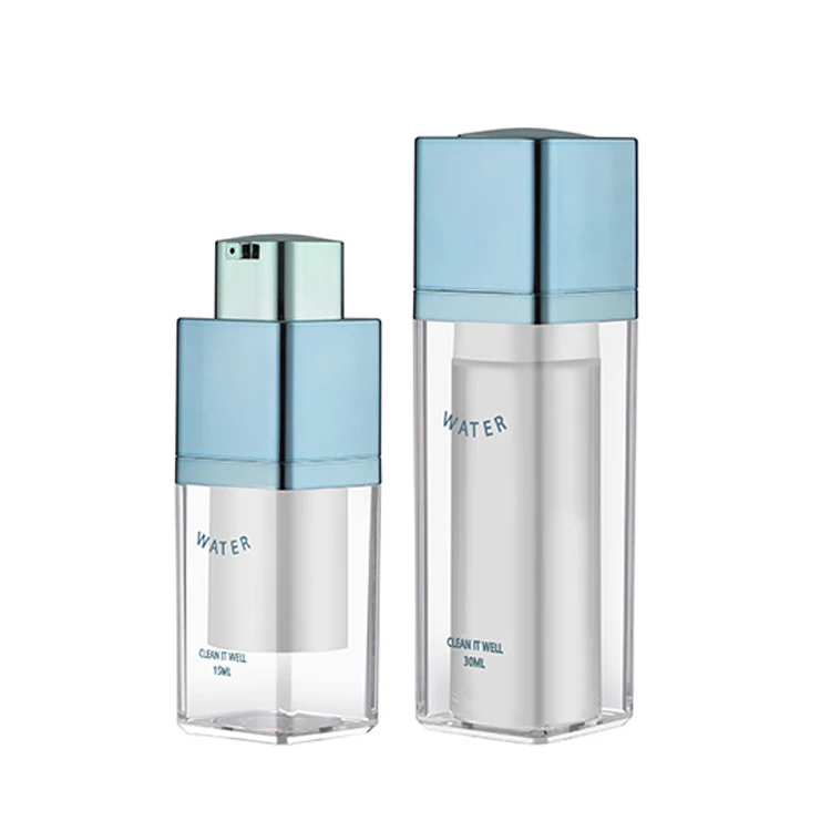 PP Airless Bottle Lotion Cosmetic Skin Care Packaging Pump Bottle Custom 15ml 30ml 50ml Cartons Gold Cosmetic Mini Bottles AS/PP
