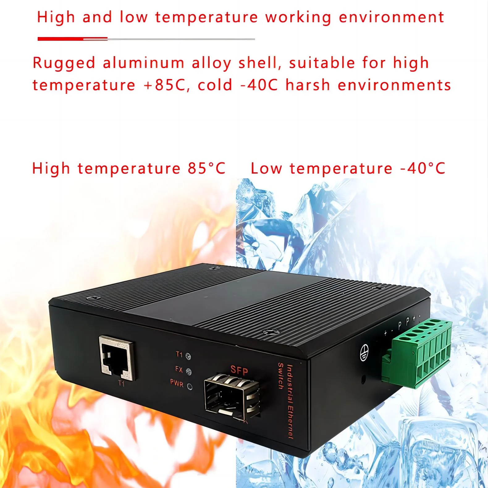 Industrial Fiber Optic Switches Ethernet 100Mbps/Gigabit SFP Fiber Optic Media Converter DIN-Rail DC24V 1 Optical 1 Electrical