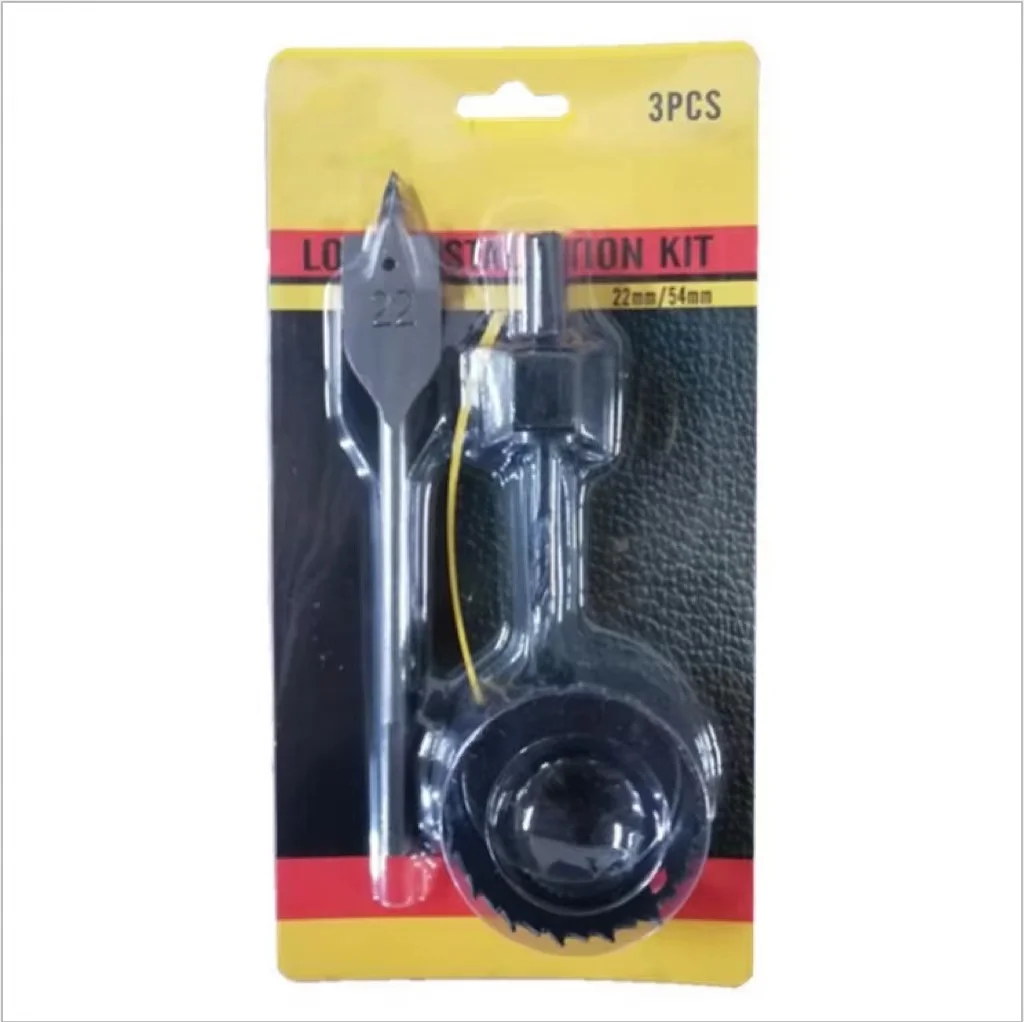 SOLUDE 3-piece set woodworking kit hole saw 54MM hole saw 22MM flat drill door lock opening tool High carbon steel hole reamer