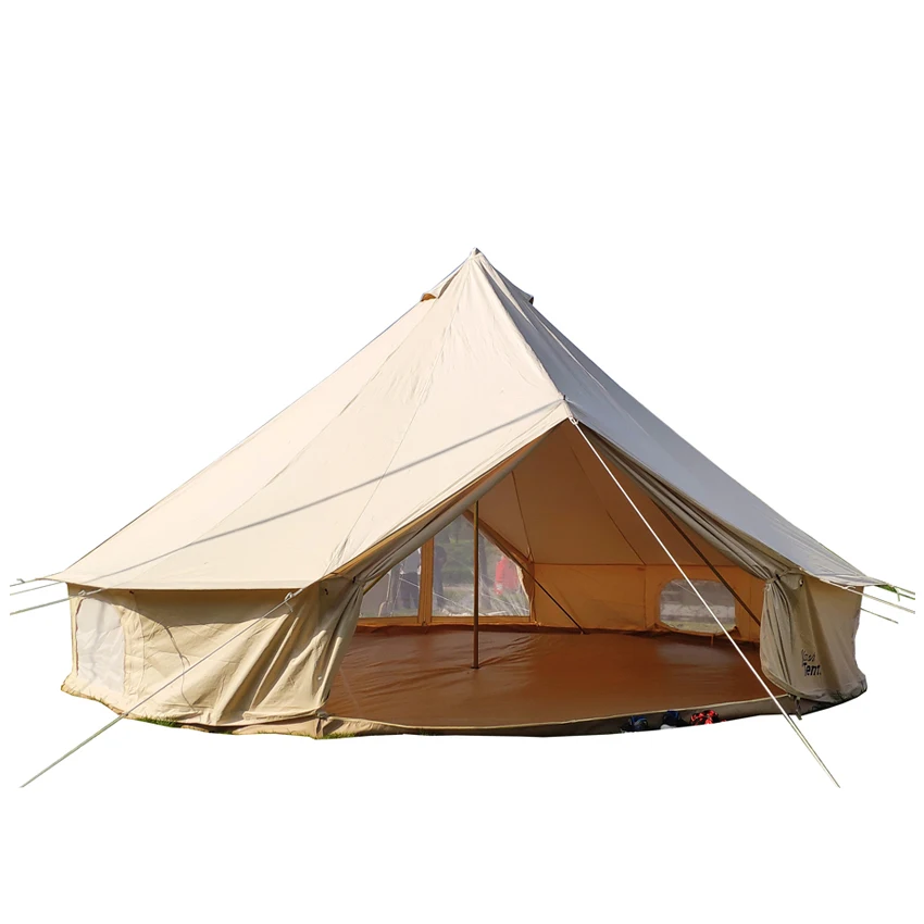 Customized Outdoor Tent Camping Cotton Canvas 5m Bell Tent Teepee Yurt Glamping Bell Tent
