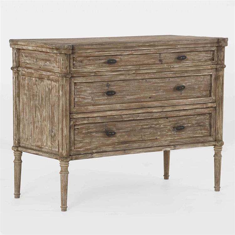 
High Quality Fair Price Chest Of Drawers Reclaimed Wood Commode With 3 Drawers Bedside Furniture Sets 
