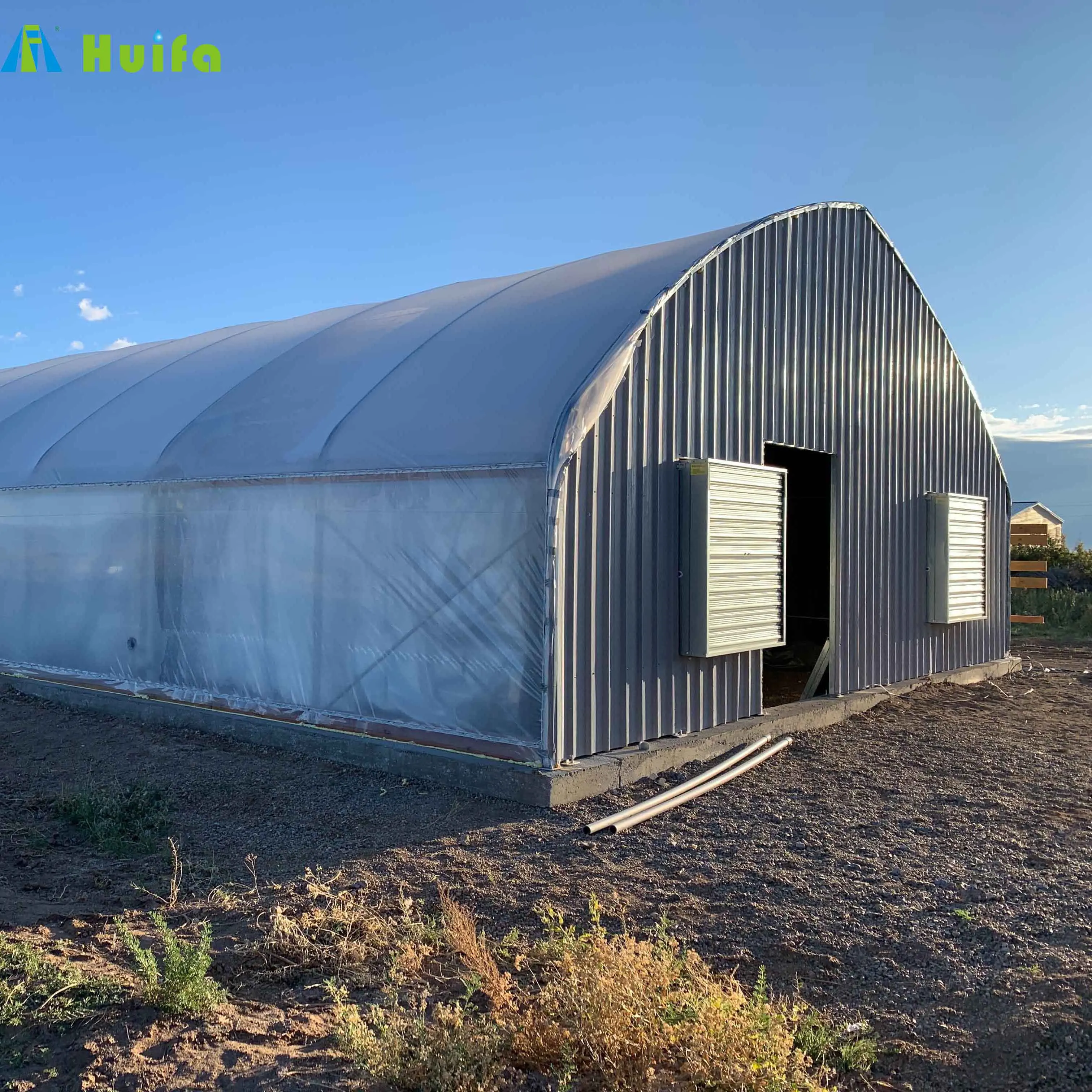 USA Market Single Tunnel Black White Film Light Deprivation Greenhouse Large Tunnel Greenhouse Huifa