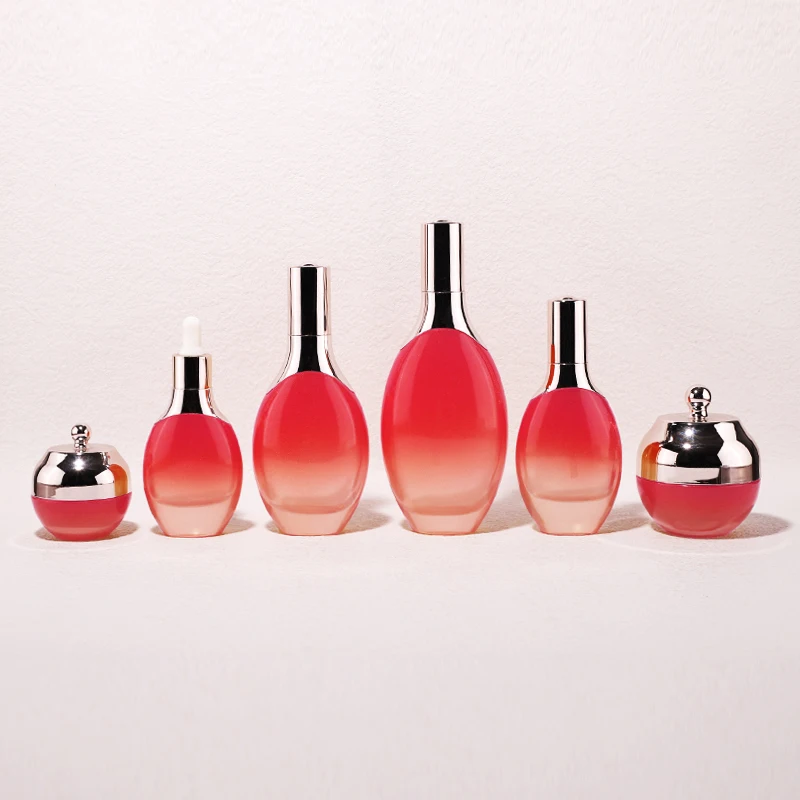 Customize  30 40 50 100 120 ml skin care facial glass bottle cosmetic bottle with electroplate lotion pump for serum