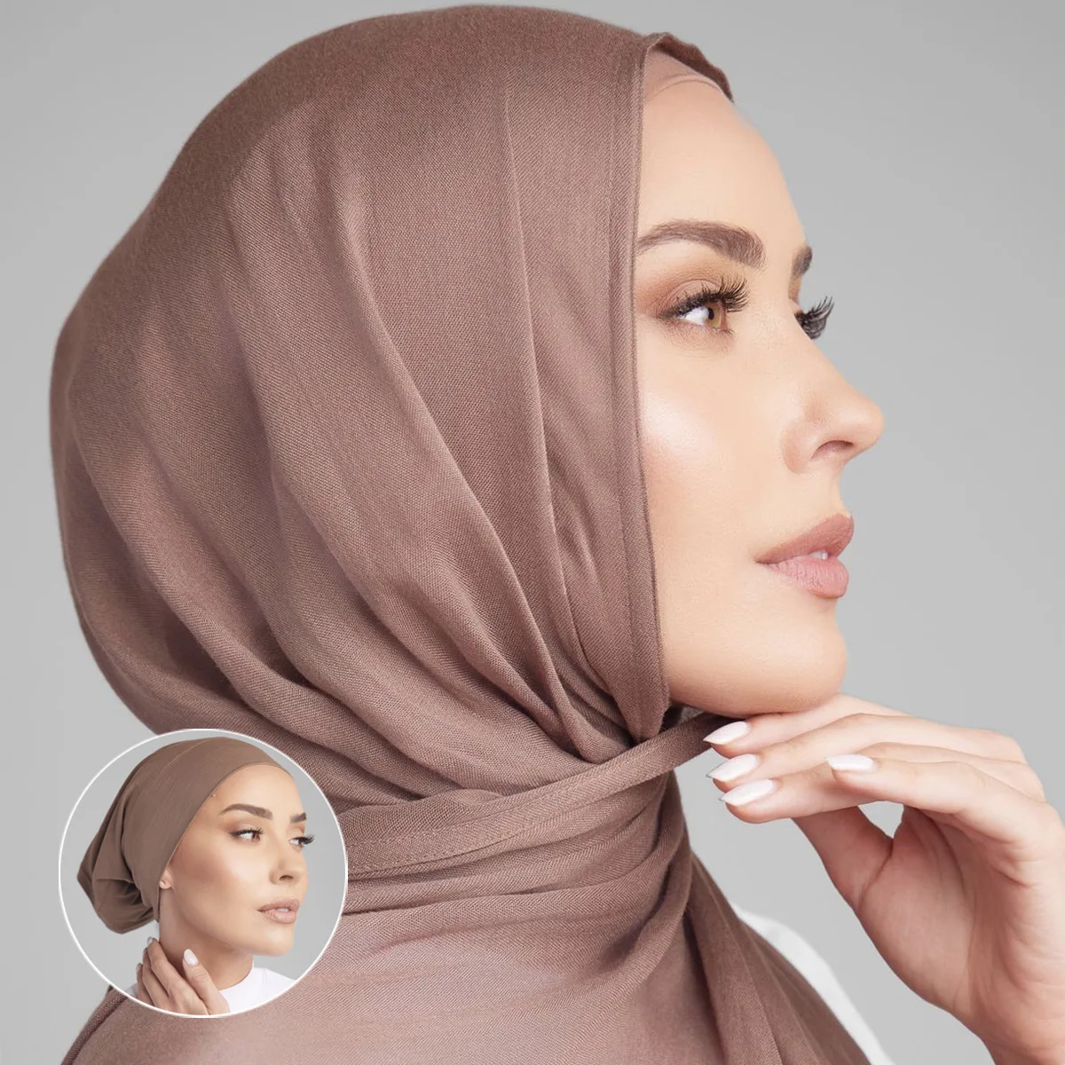 Hot Sale Light Weight Cotton Modal Hijab With Under Cap 2 Sets Muslim Women Breathable shawls scarves Headscarf