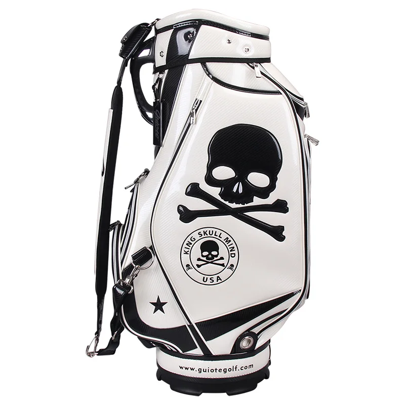 Hot Sale New Design PU Leather  Water Proof Skull-Pattern Golf Tour Staff Bags