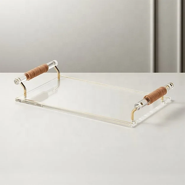 Factory Direct Sale Clear Acrylic Food Serving Tray Decorative Design Tray