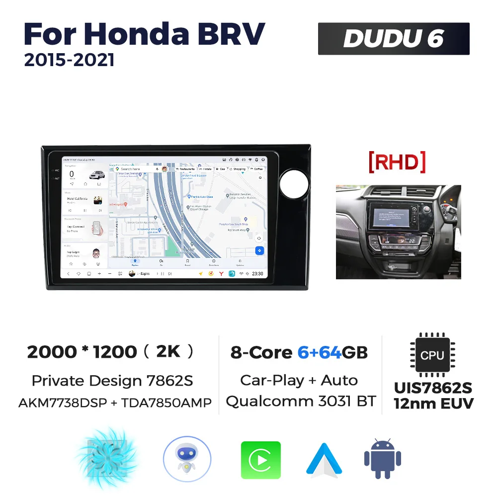 MEKEDE DUDU7 12+512 car-play auto Android gps navigation For Honda BRV 2015-2021 360 panoramic camera