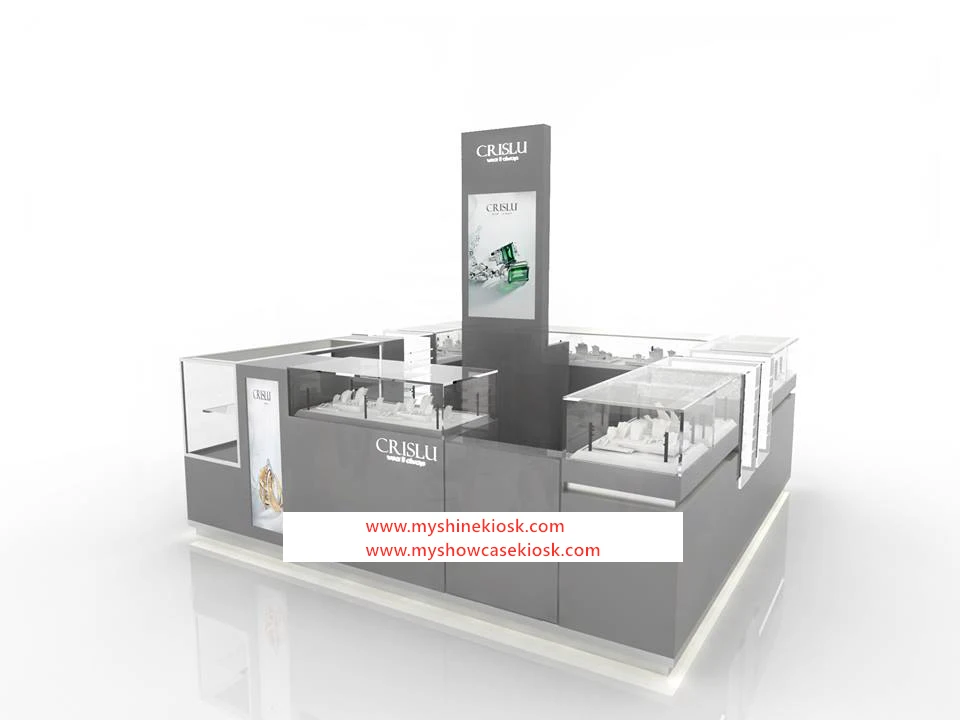 Luxury jewelry glass displays sets jewellery display kiosk for Jewelry Display Showcase