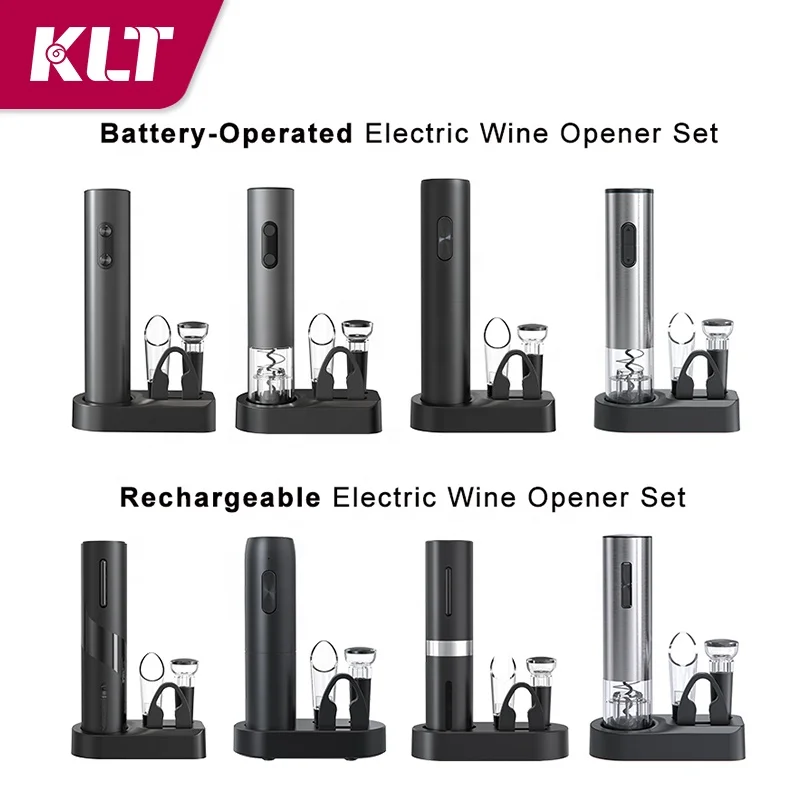 Factory Offer 4in1 USB Corkscrew Kit Rechargeable Electric Wine Opener Gift Set with Aerator,Foil Cutter,Stoppers