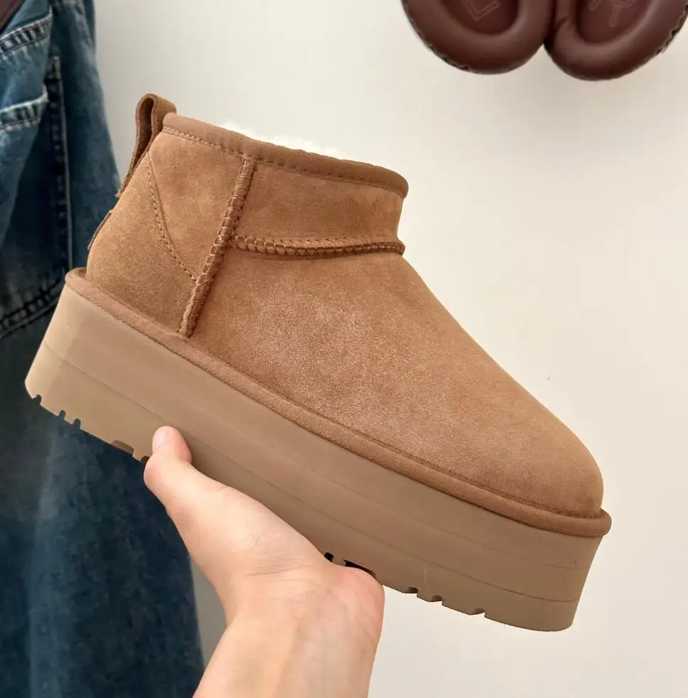 Hot Sale Winter Warm Snow Boots 5cm High Height Platform High Quality Designer Original Wool Snow Boots