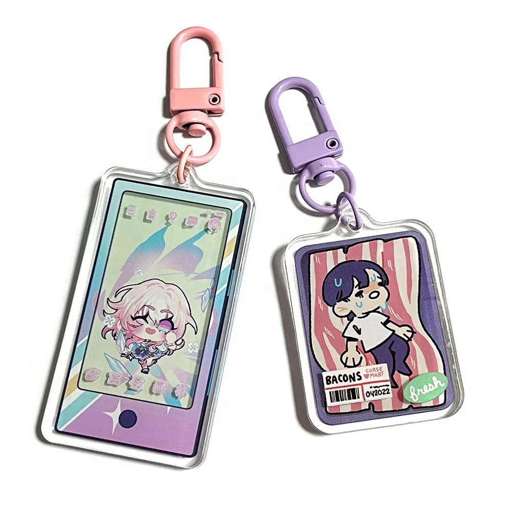 Custom transparent plastic clear charm printed clear acrylic anime 3D foreground keychain