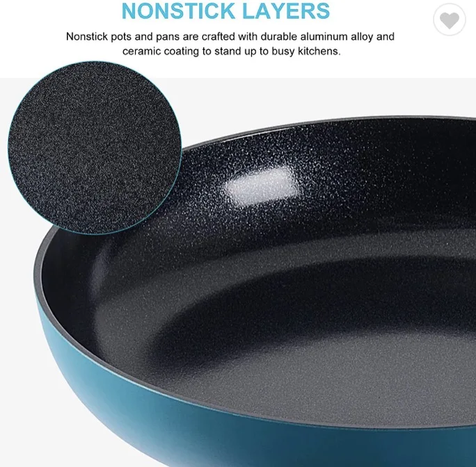 colli 11 Piece copper Cookware Set Aluminum Cookware Set Non-Stick Ceramic Coating with Stainless Steel Handle