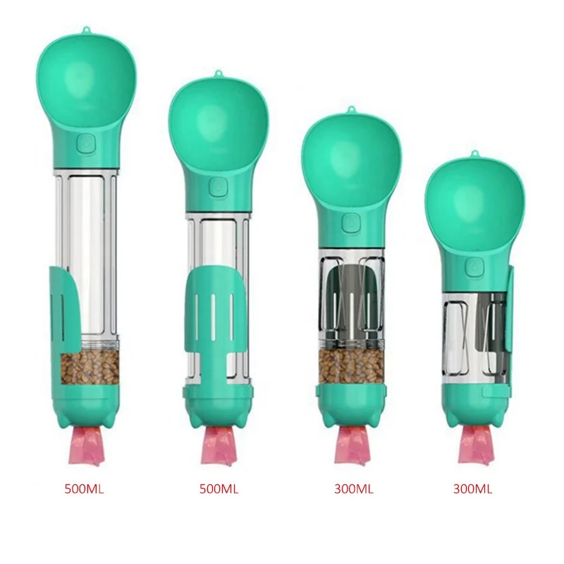 Travel Portable Pet Feeder Dog Water Bottle With Poop Bag Dispenser 4 in 1 for Dogs