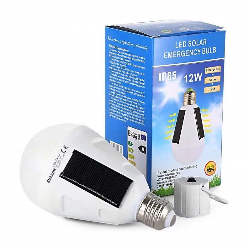 
12W 26LED E26 E27 base portable hanging solar light bulb for outdoor lamp 