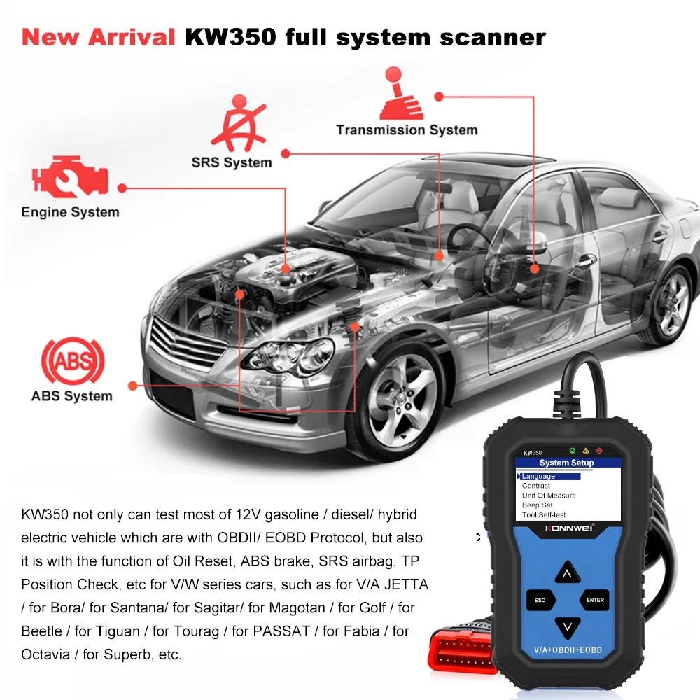 OBD2 SRS Abs Auto Scanner full system gearbox diagnostic tools for VAG