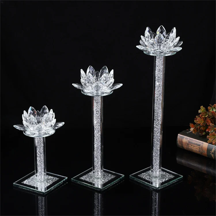 Lotus candle holder crystal glass small candle holder romantic candlelight dinner props western restaurant candle holder