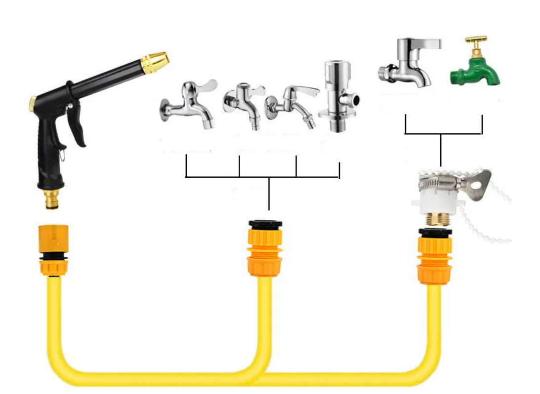 Portable High-Pressure Water Gun Cleaning Car Wash Machine Garden Watering Hose Nozzle Sprinkler Foam Thread Quick Connector