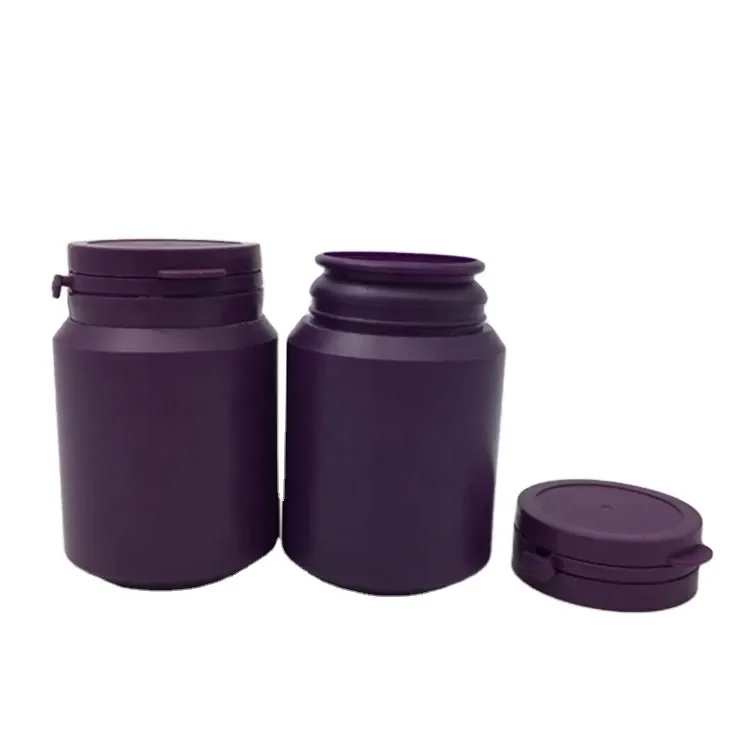 Plastic HDPE 60cc 100cc 200cc Capsule Black Medicine Bottle for Pill with Tear off Lid