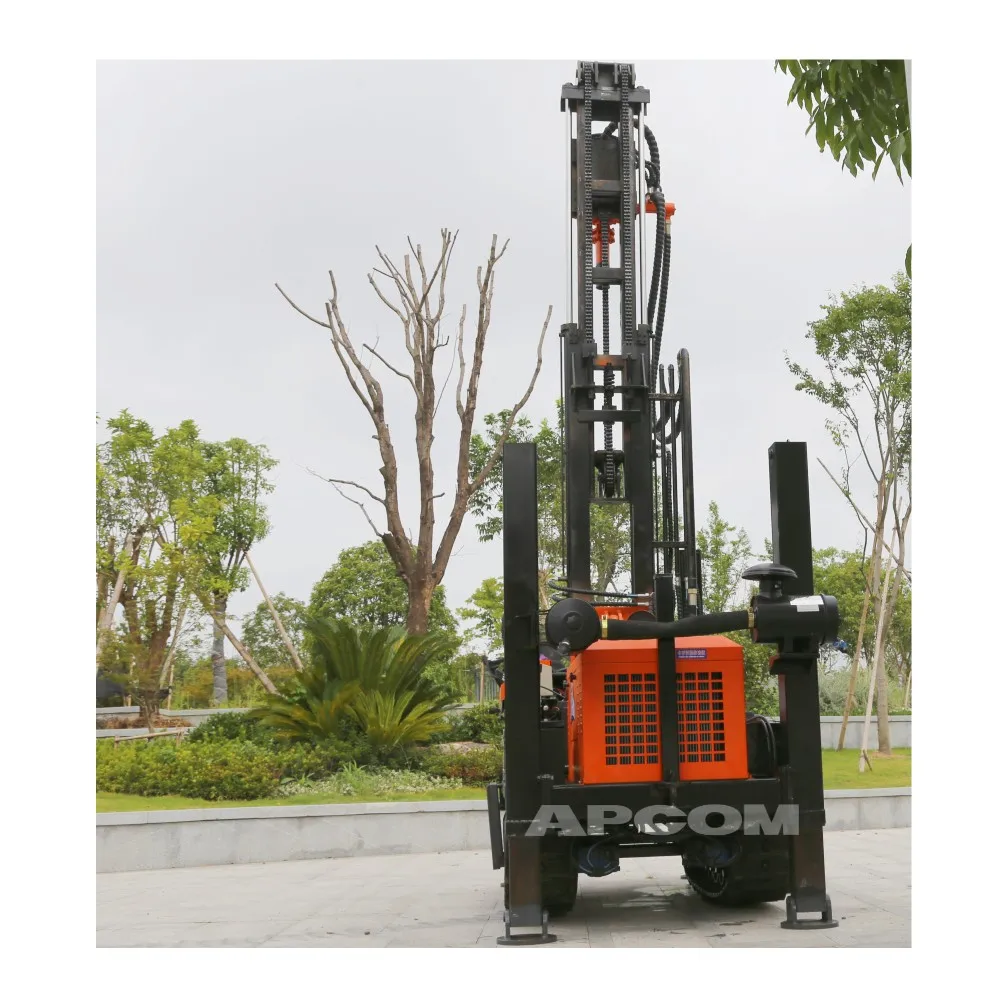 Water Well Drill rigs 200 meter 300 400 m Hydraulic Swivel drilling rig Diesel Borehole Portable Crawler Water Well drilling rig