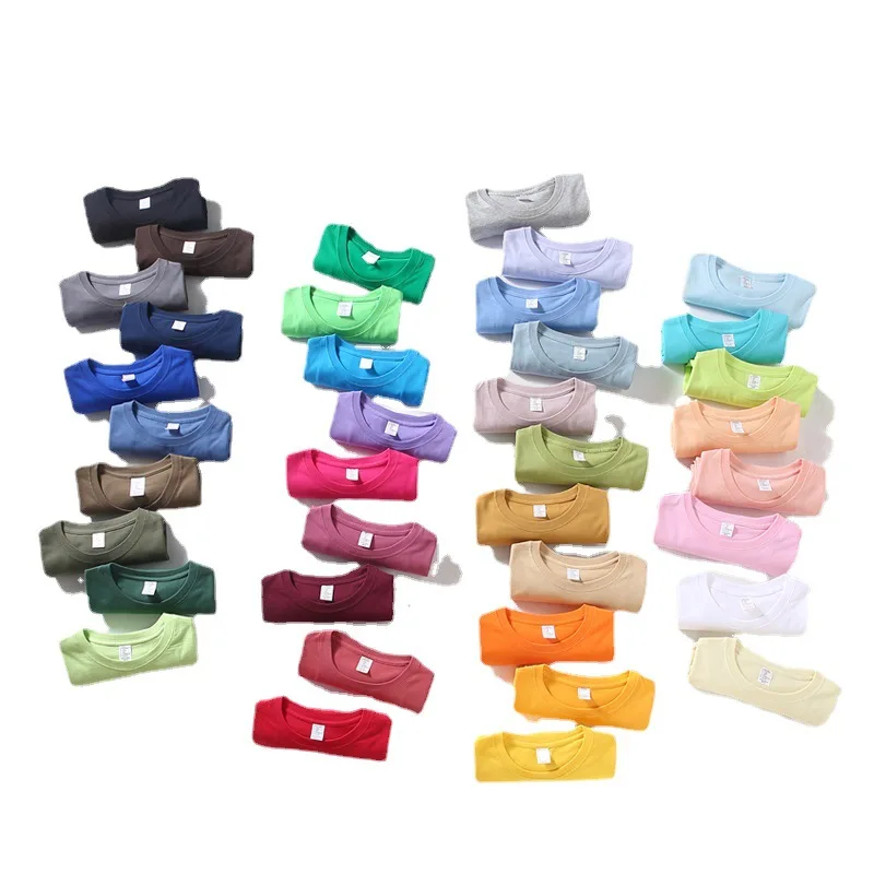 200g 100% cotton 37 solid colors custom logo short-sleeved loose cultural shirt school casual couple t-shirt for men women