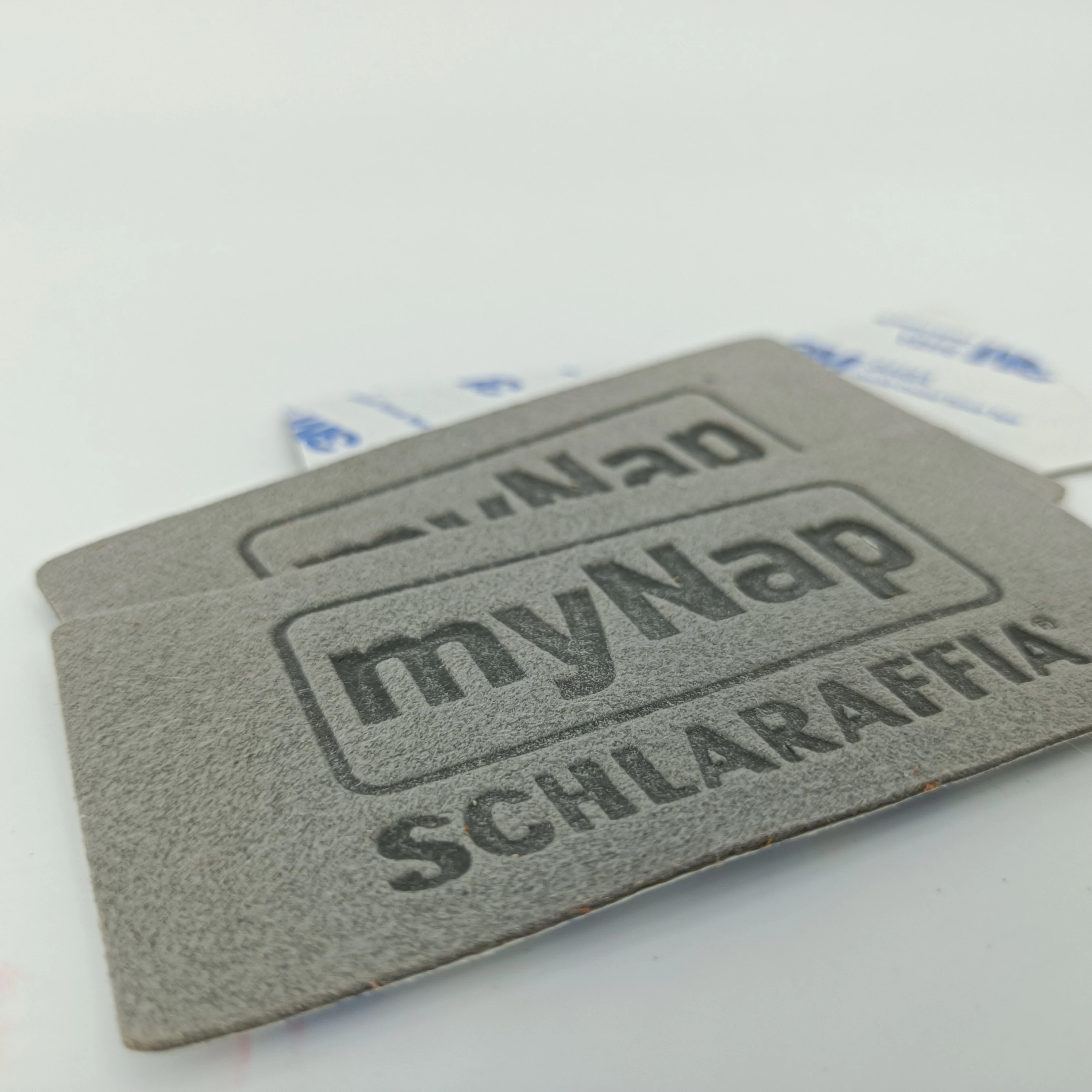 Custom Private Name Embossed Logo Iron On Suede Leather Microfiber Fabric Patches Labels For Hats
