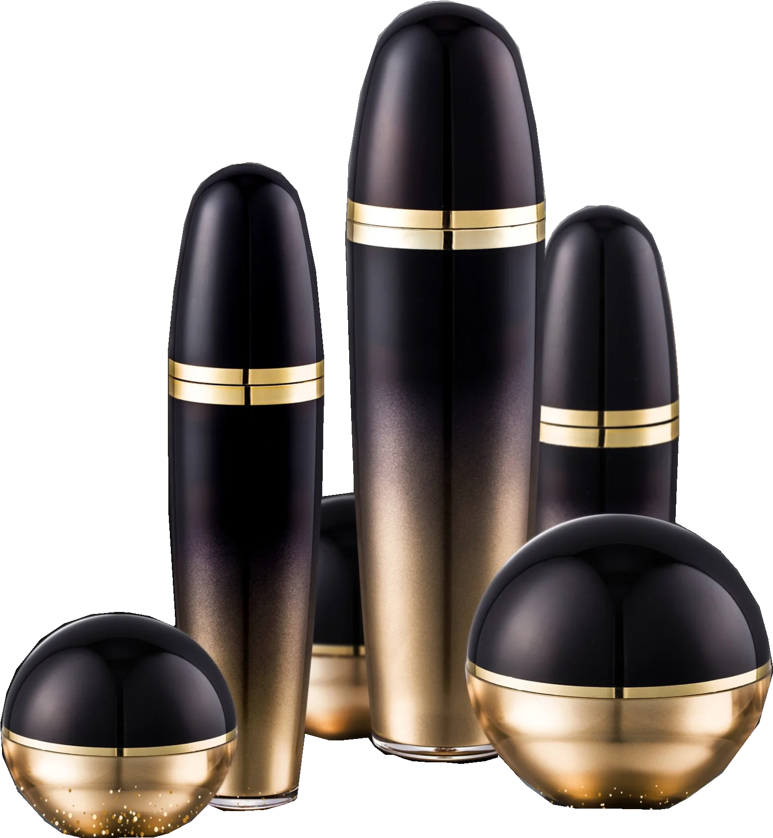 lotion treatment Bullet shaped bottle pmma double wall plastic ball bottle black & green round Plastic bottle for cosmetics