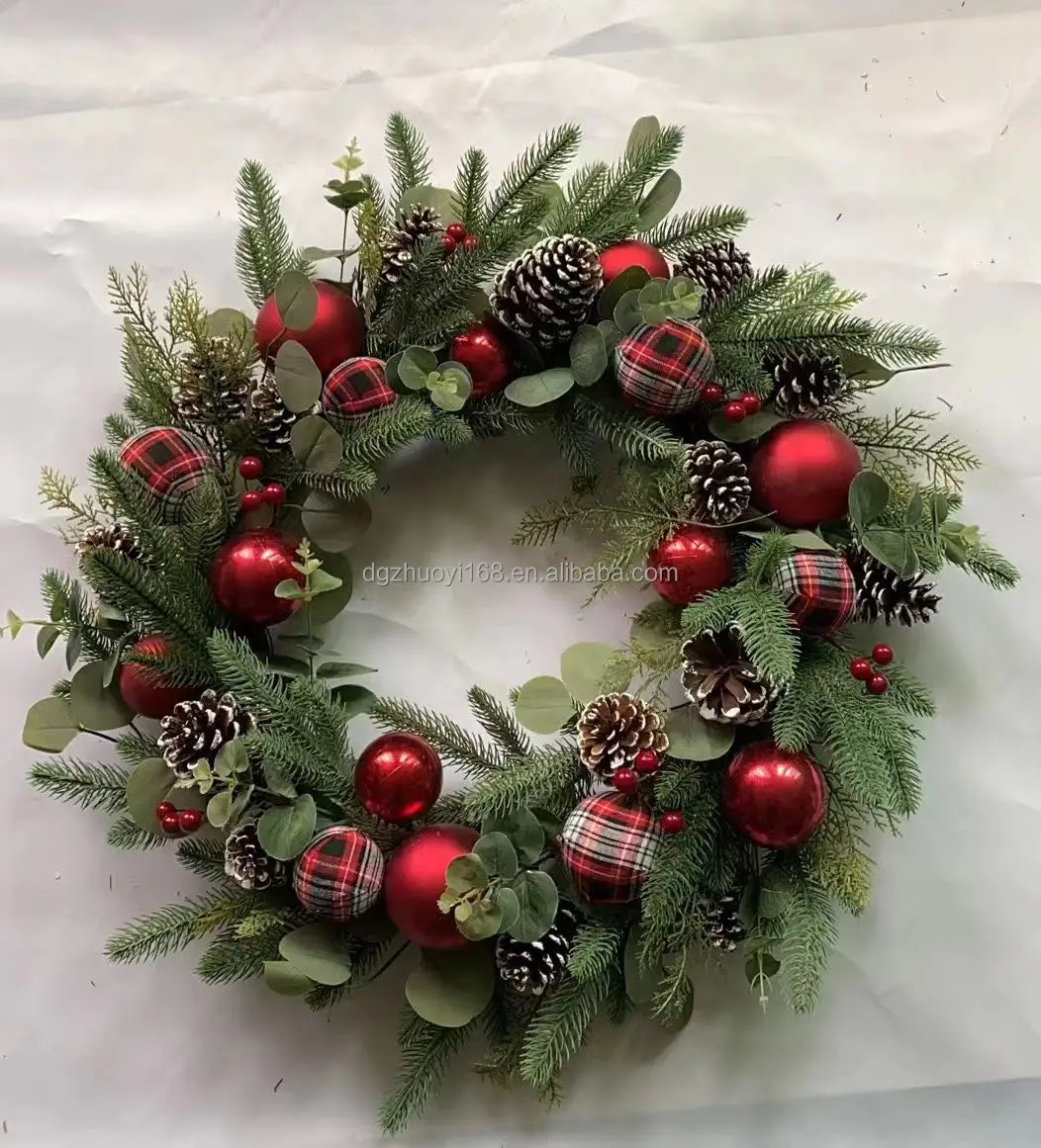 Front Door Xmas  New Arrival Natural Christmas Wreath, 50CM Pine Christmas Wreath