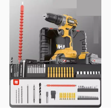 WHAMX 21V Brushless Home Electric Drill Impact Drill Lithium Battery Tool Electric Screwdriver Setlithium Battery Hardwar