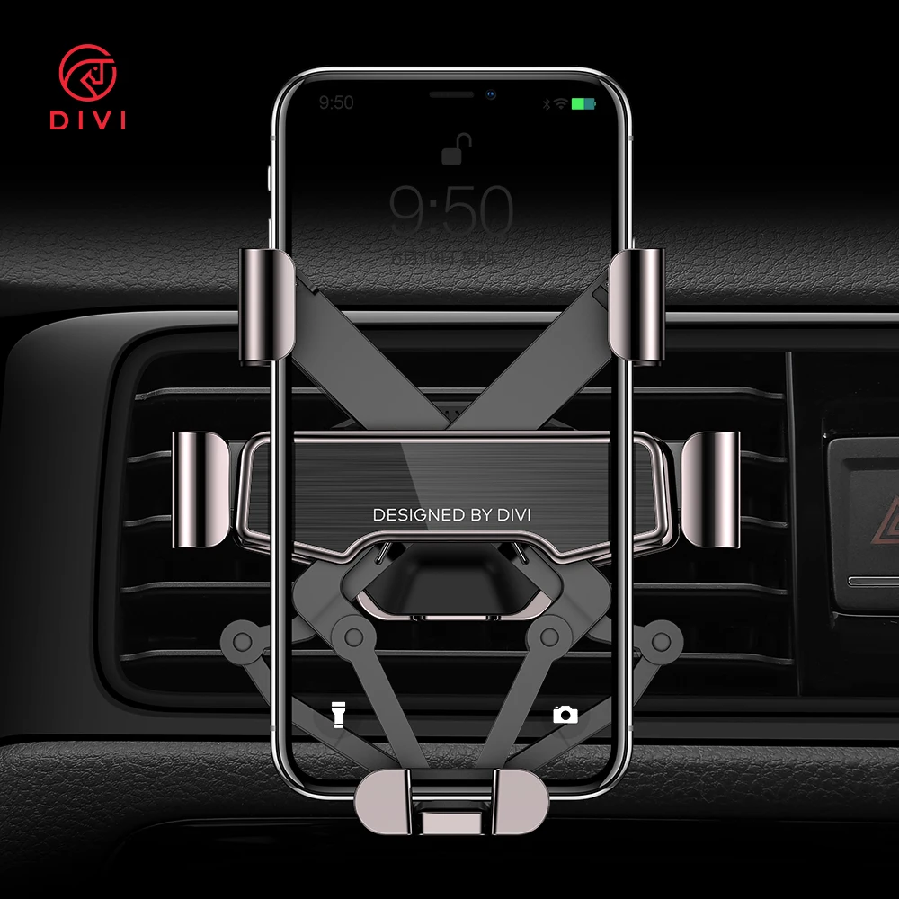 DIVI New Arrivals Phone Accessories Gravity Smart Phone Holder In Car Gravity Air Vent Mount Cell Phone Holder For Car