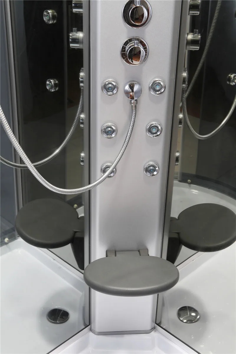 Quadrant Shape Glass Shower Stalls France Style Baignoire With LED Light and Folding Seat JS-532L