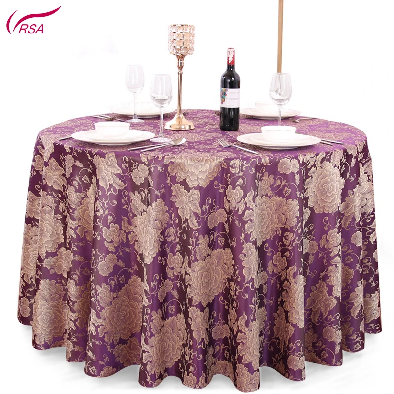  custom yellow and red color jacquard banquet round table