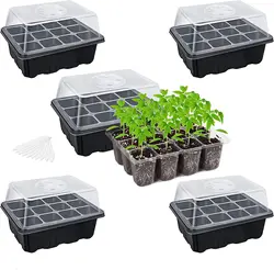 Seed Starter Tray Seedling Kits Plant Starter Kit with Adjustable Humidity Dome and Base Indoor Greenhouse Propagator for Seeds