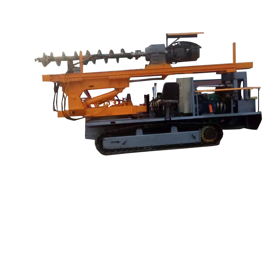 Tracked chassis screw piling hydraulic pile driver with Alloy manganese steel drill bit