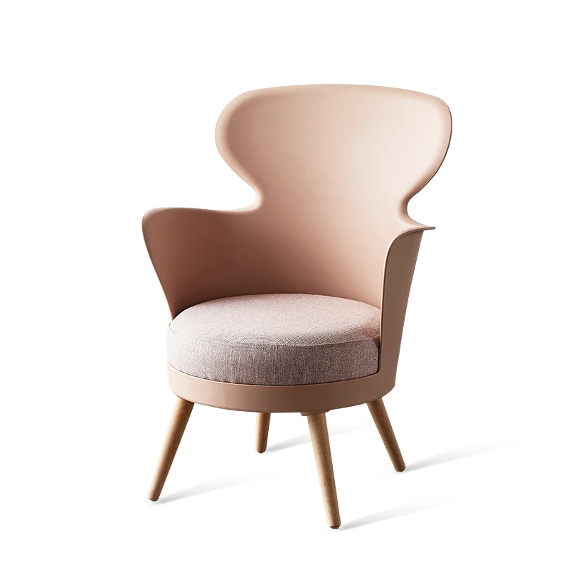 Nordic Fabric Single Sofa Balcony Bedroom Cute Solid Wood Small Sofa Simple Business Reception