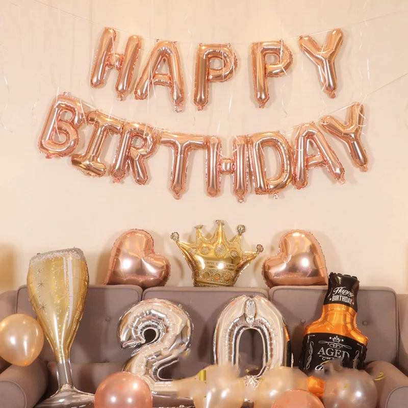 Factory Sale Balloons 16Inch Happy Birthday Letter Balloon Alphabet Cheap Letter Foil Balloon Festival Party Decoration