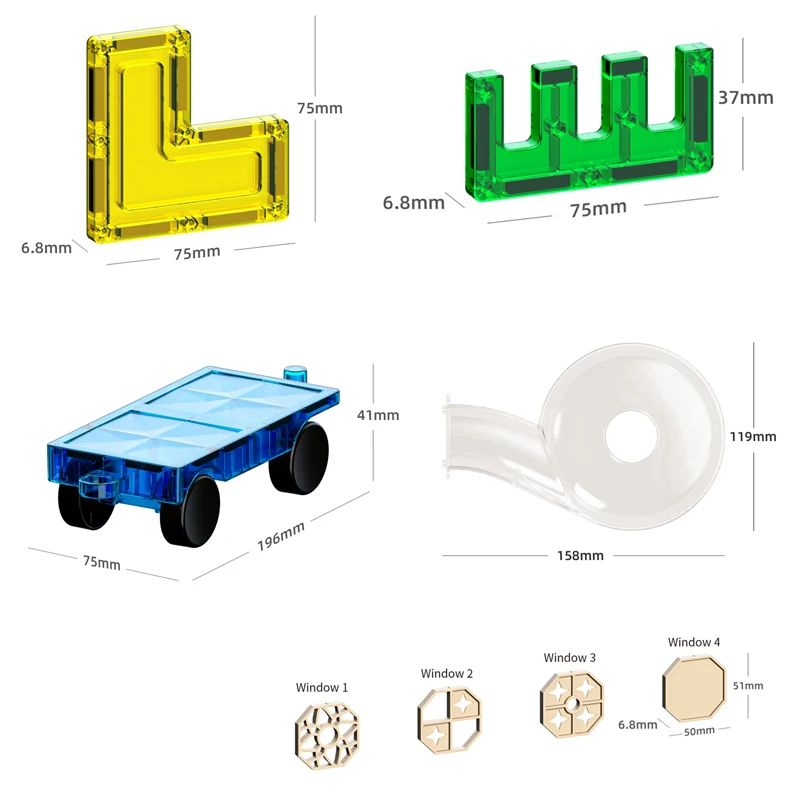 Qiyi Tile Magnets101pcs of Building Blocks Road Track Diamond 3D Magnet Puzzles Stacking Construction Blocks for Boys Girls  6+