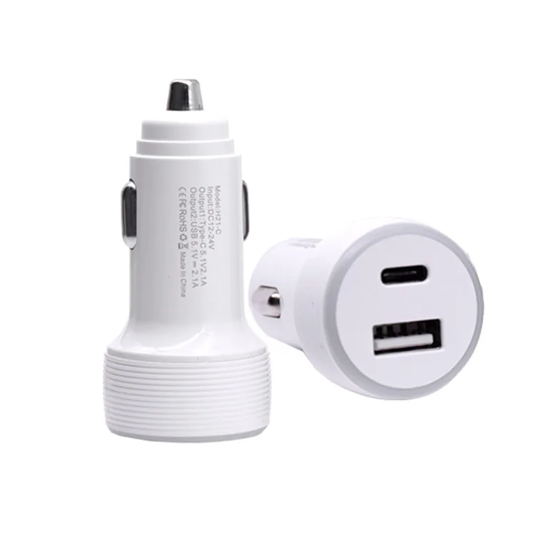 BSCI заводское автомобильное зарядное устройство с двумя портами USB A type c PD для быстрой зарядки телефона