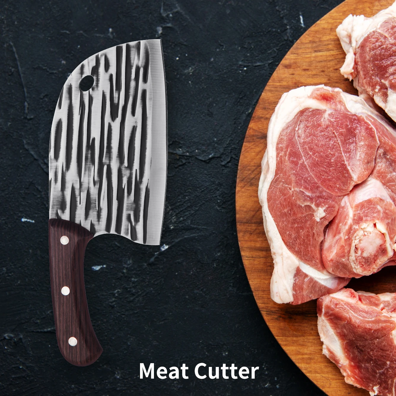 Chef Meat Cleaver Knife for Meat Cutting Forged Butcher Knife Full Tang Chopping Kitchen Knives for Home Cooking Camping