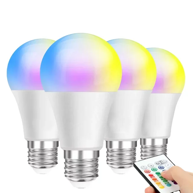 Dimmable Timer Function 16 Colors Warm White Daylight Colorful 7W E26 E27 B22 LED Remote Control RGB Bulb