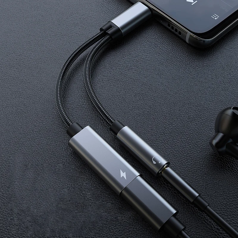 Rocfly 2 в 1 с разъемом типа C на 3,5 мм AUX аудио наушники USB адаптер разветвитель Кабель