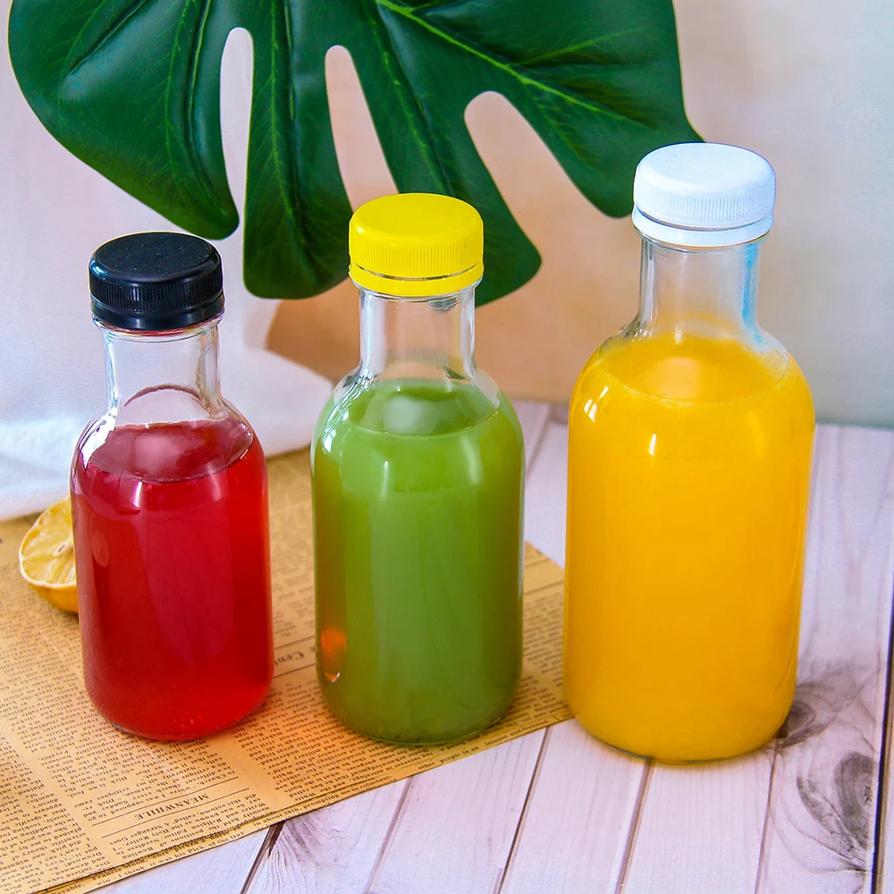 New Design Cylinder Glass Bottles with Screw Aluminum Plastic Lid for Beverage Soy Chili Sauce