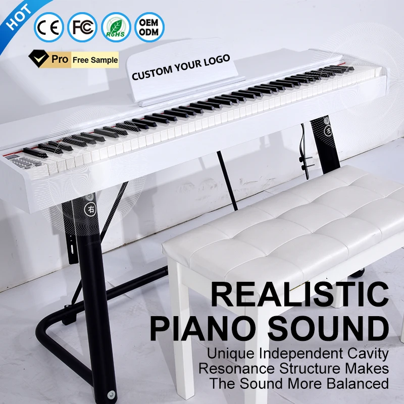 OEM Customizable Professionnel Upright Electric Keyboard Piano Organ Musical Instrument 88 Weighted Keys Portable Digital Piano