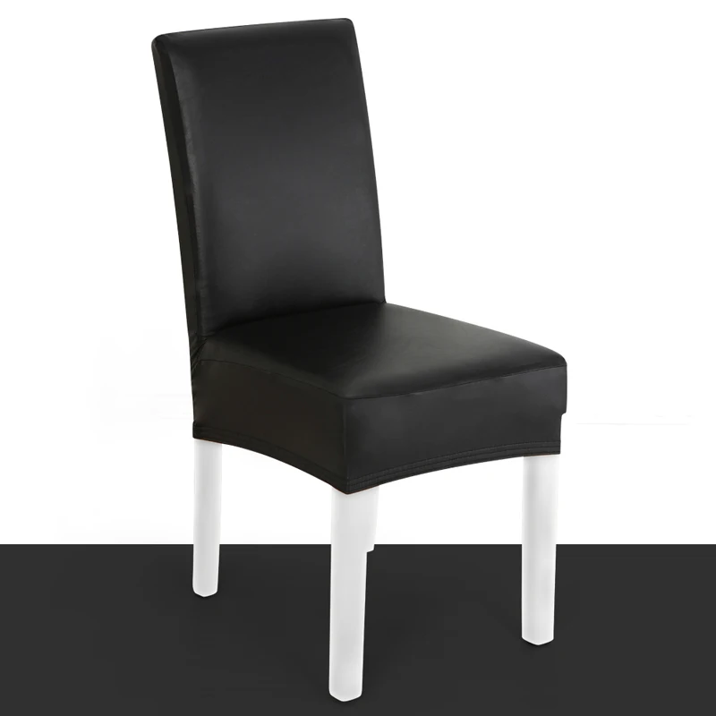 PU leather waterproof chair cover Amazon household dining short chair seat covers