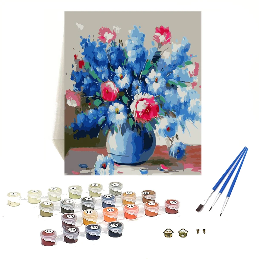 Wholesale High Quality Custom Modern Flower oil painting frame paint by number kits oil painting