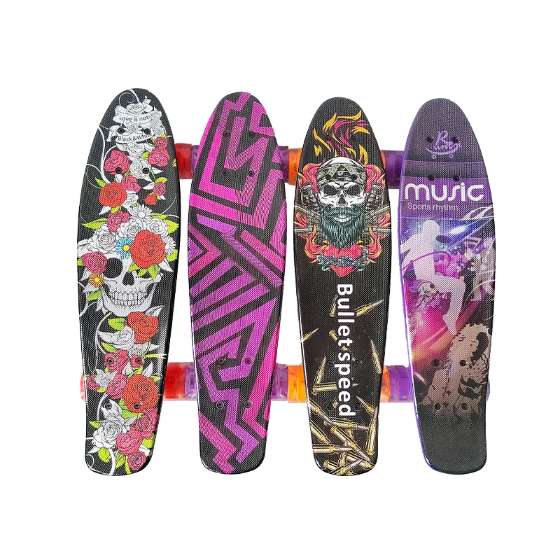 cheap 22 inch  plastic skateboard penny board with LED  wheel