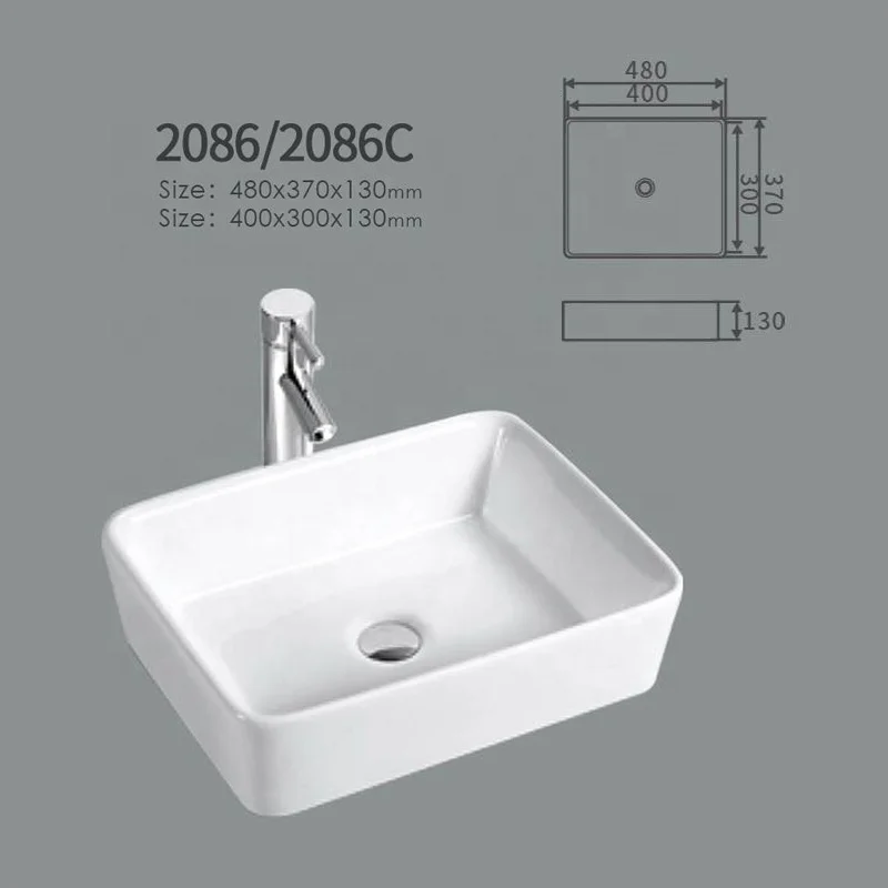 Rectangle Vessel Sink High Grade Hotel White Ceramic Porcelain Bathroom Counter Top Art Basin Washroom Muslim Wash Basin Sinks